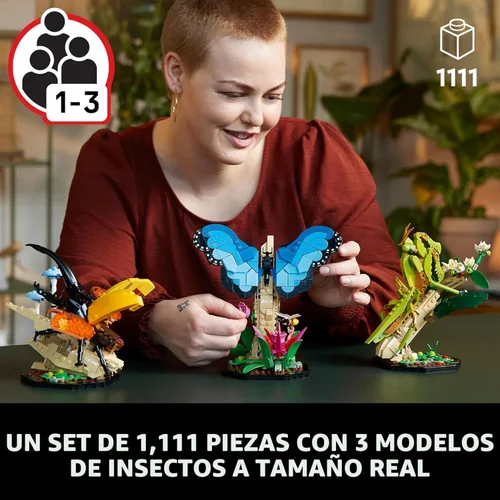 Miniatura 2 de LEGO Ideas La Colección de Insectos, Divertido Regalo para Amantes de la Naturaleza, con Modelos de Mariposa Azul Morpho a Tamaño Real, Escarabajo