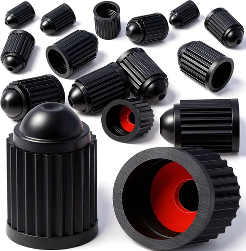 Miniatura 38 de 30 piezas de tapas de vástago de válvula de neumático TPMS, tapas de vástago de válvula de rueda de plástico negro para TR20008 TPMS, tapas