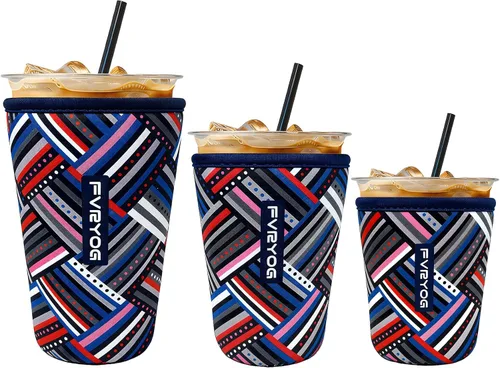 Miniatura 123 de Fundas de neopreno reutilizables aisladas para café helado, fundas para tazas de café helado, fundas para bebidas heladas y calientes