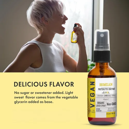 Miniatura 6 de Extracto de piña líquido de bromelina cruda orgánica, potencia mejorada, 500 mg, para niños y adultos, sin OMG, 2.0 fl oz, suministro para 120 días