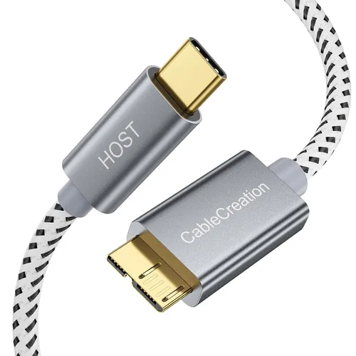 CableCreation Cable corto USB C a Micro B de 2 pies, 10G Micro B a USB C 3.1 Cable de disco duro externo para iPhone 15/16/17, Samsung Galaxy S24,