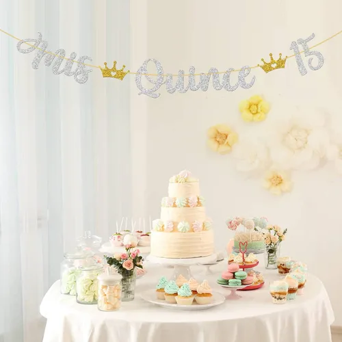 Miniatura 6 de WeBenison Cartel de membrillo Mis 15 / Cartel de cumpleaños de 15 años/cartel de Mis Quince años/suministros de decoración de fiesta de cumpleaños