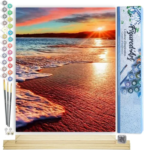 Miniatura 112 de Figured'Art - Juego de pintura por números, lienzo enrollado sin marco, para manualidades, para adultos, 16 x 20 pulgadas, jarrón de peonías