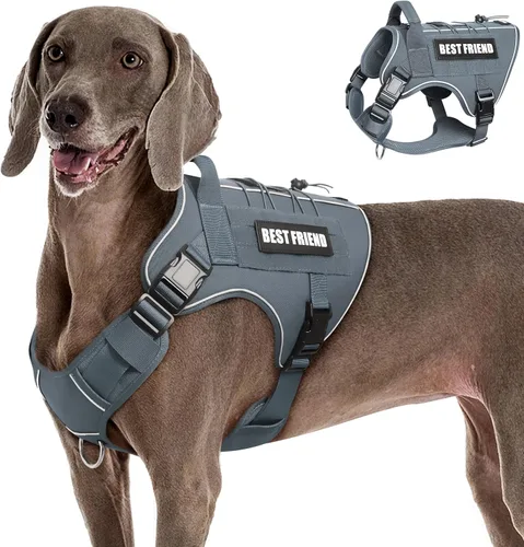 Miniatura 31 de Arnés Táctico para Perros Talla Pequeña, Sin Tirones Chaleco Militar para Perros con Asa, Arnés Reflectante de Servicio Pesado para Mascotas