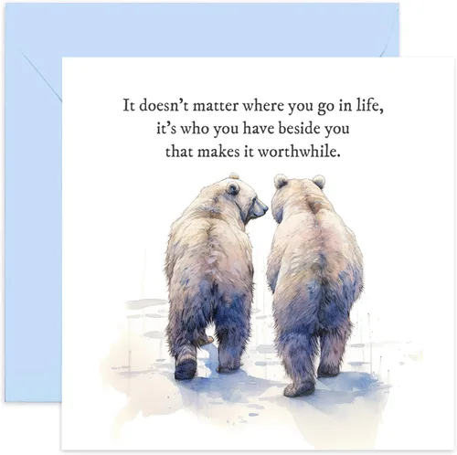 Old English Co. - Tarjeta de aniversario de boda para esposa, con texto en inglés «Who You Have Beside You», tarjeta romántica de oso para esposa,