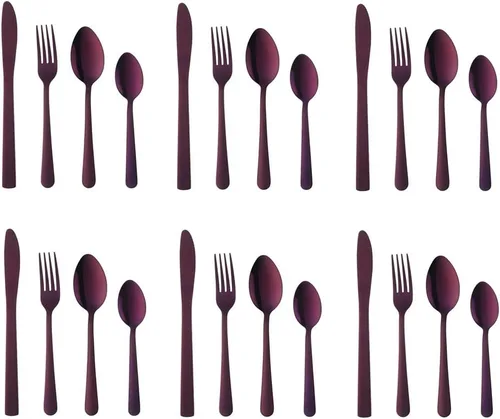 Miniatura 18 de BuyGo - Juego de cubiertos de acero inoxidable de 32 piezas, juego de 8 cubiertos, incluye cuchillo, tenedor, cuchara, cuchara de té para 8 personas