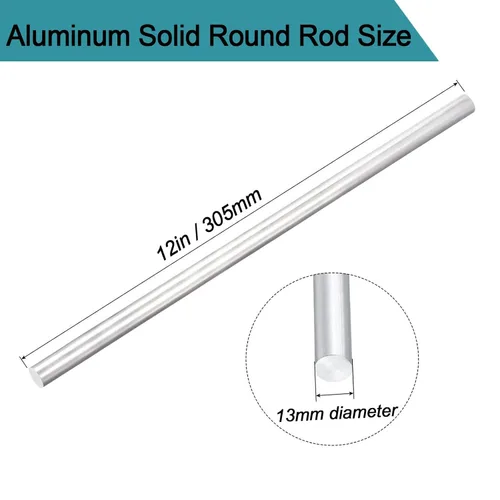 Miniatura 3 de 5 piezas 1/2 "aluminio 6061 redondo varilla 12" largo sólido T6511 torno extruido stock