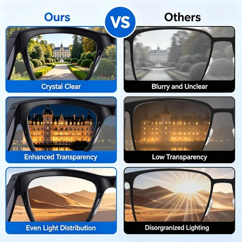 Miniatura 5 de Lentes inteligentes AI para hombres y mujeres, traducción en tiempo real, lente de cambio de color con protección UV y luz azul, música y llamadas