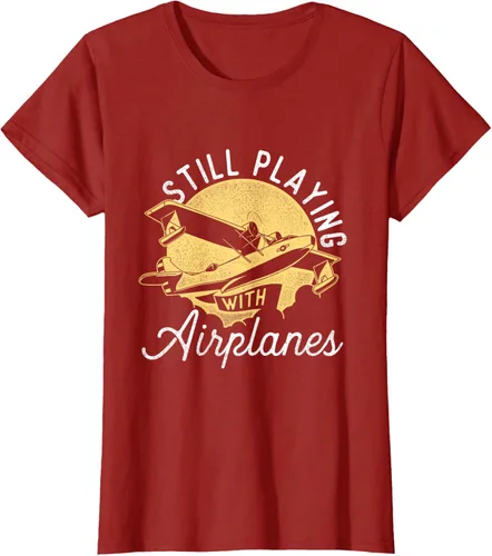 Miniatura 67 de Still Playing With Airplanes - Camiseta de control remoto RC Avión Piloto, Negro