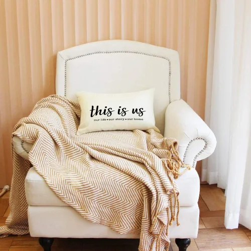 Miniatura 3 de Ogiselestyle Fundas de almohada de granja con frase "This is us" de 12 x 20 pulgadas, fundas de almohada lumbares decorativas para el hogar, funda