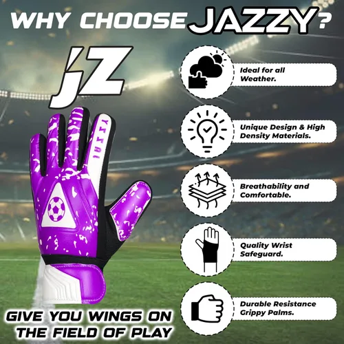 Miniatura 3 de Guantes de portero juvenil con doble protección para la muñeca, material de látex antideslizante Púrpura