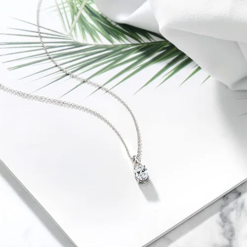 Miniatura 132 de Gem Stone King Collar de plata de ley 925 con piedra natal ovalada de 0.354 x 0.276 in Collar con colgante solitario para mujer Con cadena