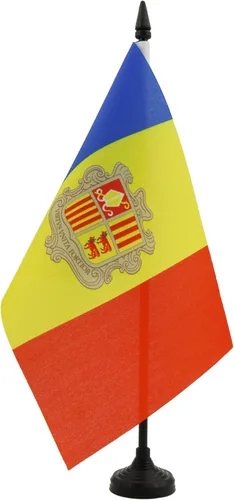Miniatura 35 de United Kingdon Coat of arms Table Flag 5'' x 8'' - UK - British - England Desk Flag 21 x 14 cm - Black plastic stick and base - AZ FLAG Escudo