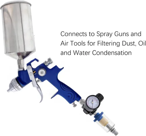 Miniatura 4 de Separador de agua y aceite de aire, filtro de trampa, separador de filtro de compresor de aire NPT de 1/4 pulgadas para pistola pulverizadora