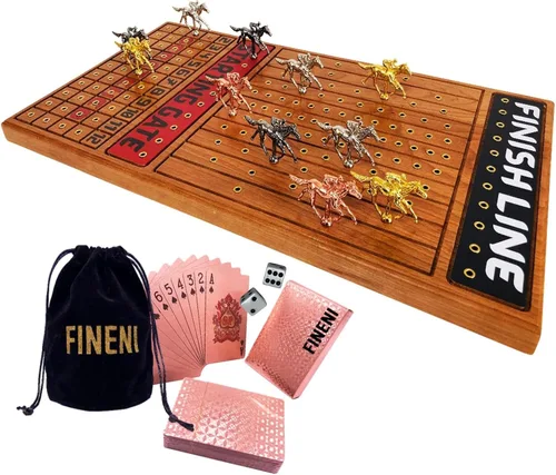 Juego de carreras de caballos para adultos, juego de mesa de carreras de caballos con 11 lujosos caballos de metal (oro, plata, negro, oro rosa),