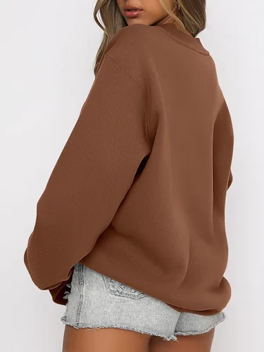 Miniatura 2 de ANRABESS Sudadera de manga larga para mujer, casual, cuello redondo, ajuste holgado, sudadera con capucha de forro polar para otoño