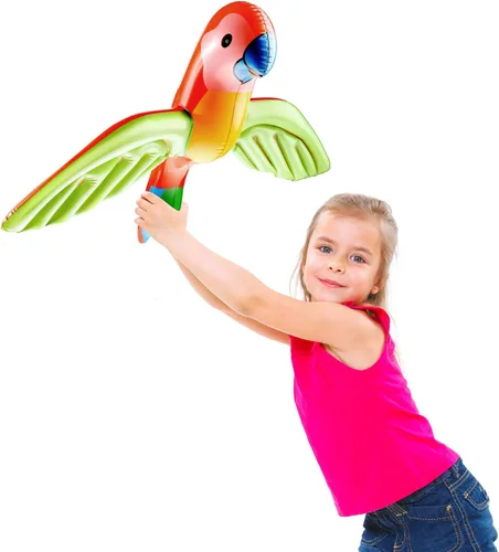 Miniatura 7 de 4 piezas inflables de loro volador inflables de animales de pájaros, decoración de fiesta de loro inflable para verano, tropical, hawaiano, fiesta
