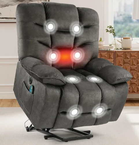 Miniatura 11 de HAOMARKETS Sillón reclinable de elevación eléctrica de gran tamaño con masaje y calor para personas mayores, silla reclinable de elevación eléctrica