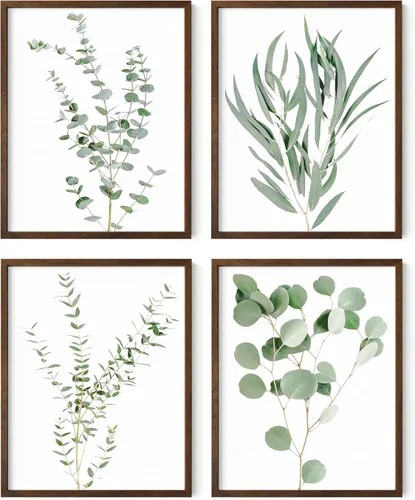 Miniatura 54 de HAUS AND HUES Arte de pared floral gris, juego de 4 pósteres de plantas para pared vintage, impresiones botánicas, cuadros de flores en blanco