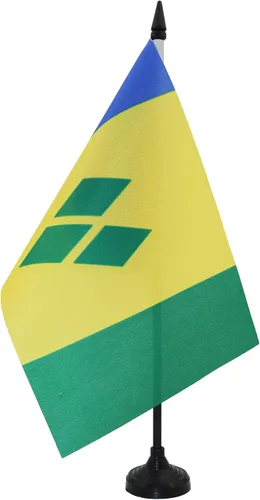 Miniatura 66 de Bandera de mesa de Anguila de 4 x 6 pulgadas, bandera de escritorio británica de Anguila, 5.9 x 3.9 in, palo y base de plástico negro AZ FLAG
