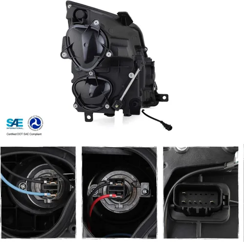 Miniatura 3 de AKKON - Para 2008-2014 Cadillac CTS Faros LED de proyector doble negro con carcasa Switchback [Modelo halógeno]