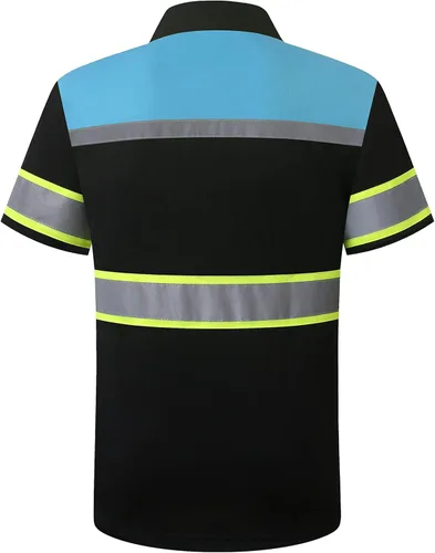 Miniatura 6 de Camisas de seguridad HoliSecure para hombre, camisas polo reflectantes de alta visibilidad para hombre con bolsillo, ropa de trabajo de manga corta