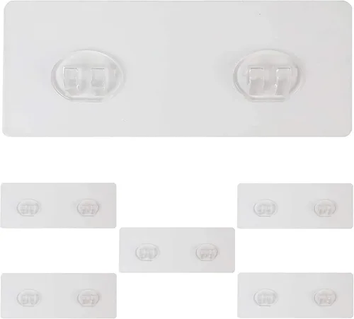 Repuesto Adhesivo para Organizador de Ducha, Adhesivo para Estante de Ducha, Tiras Adhesivas para Ducha, Pegatinas Adhesivas Transparentes 2 Ganchos