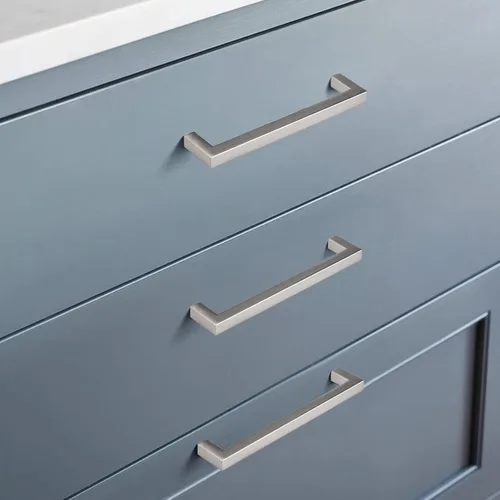 Miniatura 5 de GOBEKOR Paquete de 10 manijas sólidas de níquel cepillado para gabinetes de cocina con orificios centrales de 5 pulgadas, tiradores de cajón