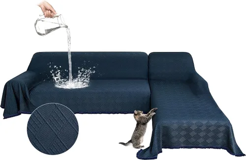 Miniatura 12 de Fundas impermeables para sofá modular en forma de L, 2 piezas, lavable, en forma de L, protector de muebles acolchado de jacquard para perros, Gris