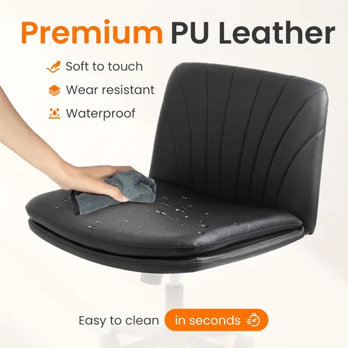 Miniatura 4 de NEO Chair Silla Criss Cross con Ruedas Sin Brazos Silla de Oficina de Escritorio con Patas Cruzadas Amplia y Cómoda Silla de Tocador de Maquillaje