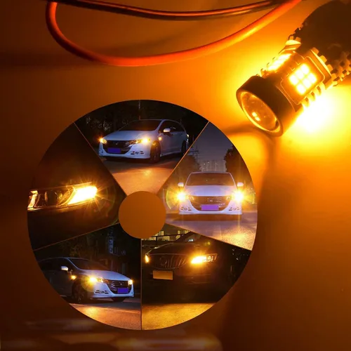 Miniatura 8 de OXILAM - Bombilla de luz LED para señal de giro BA15S 1156, CANBUS sin errores, 2200K, amarillo ámbar, 2800 LM, para 7506, 1156A, 1003, 1141, P21W