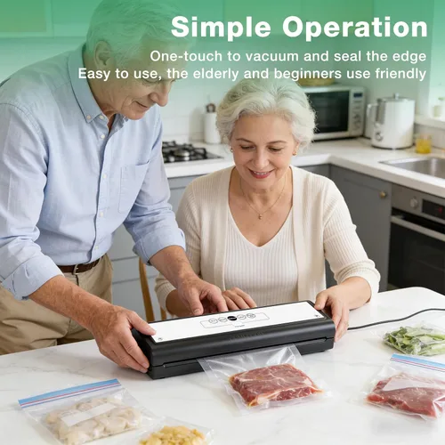 Miniatura 3 de Máquina automática selladora al vacío para alimentos con 10 bolsas de almacenamiento, sellador de alimentos 5 en 1 para sellar una comida