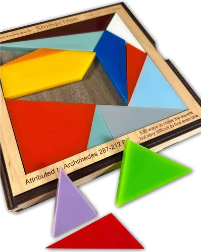 Miniatura 2 de Creative Crafthouse - Rompecabezas de estomacón para adultos, Arquímedes Acrylic tiles in a solid wood frame and tray. Rebuild the 7.5 inch square