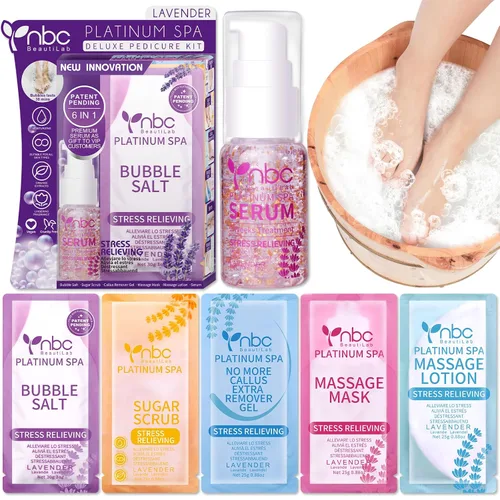 Miniatura 40 de Juego de spa de pedicura para pies, kit de pedicura para el hogar con sal de baño, loción hidratante de crema exfoliante para pies, cuidado de pies