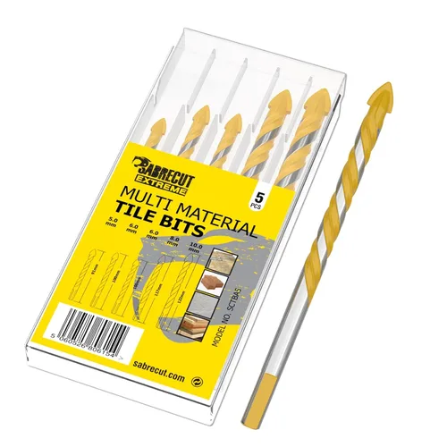 SabreCut SCTBA5 - Juego de brocas para azulejos de cerámica, porcelana, granito, mármol, con caja de almacenamiento duradera