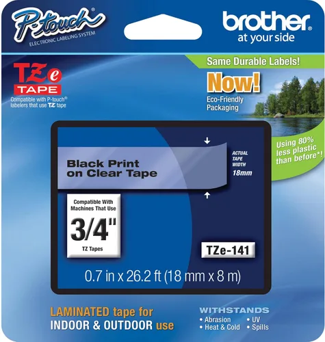 Miniatura 42 de Brother Cinta de etiquetas P-Touch TZe negra con impresión en azul (TZe541), laminada, 3/4 pulgadas x 26.2 pies (0.709 in x 26.2 ft)