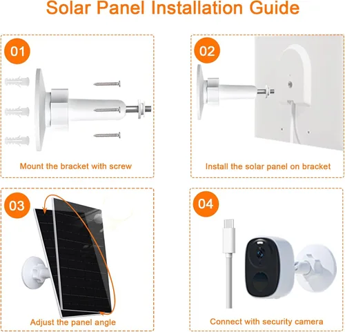 Miniatura 6 de Zivif Panel solar de 7 W para cámara de seguridad, cargador de panel solar USB C de 5 V compatible con cámara de batería recargable, IP65