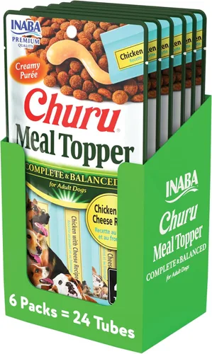 INABA Churu - Complemento de comida para perros, completo y equilibrado, puré cremoso y lamible, complemento de comida para perros, tubo de 0.5