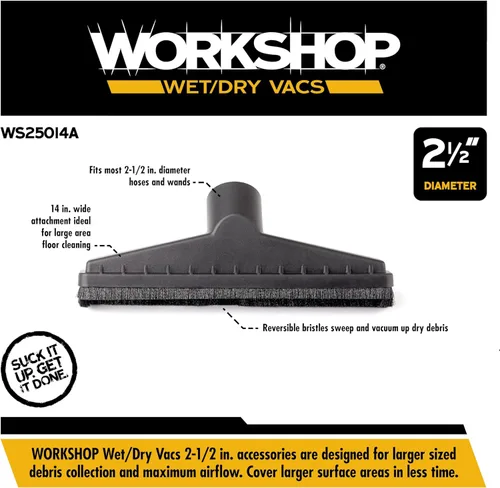 Miniatura 3 de WORKSHOP Wet/Dry Vacs Cepillo para piso, de 1-7/8 pulgadas, para aspiradora en seco o húmedo, para tienda.