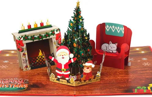 Miniatura 7 de CUTE POPUP Tarjetas de Navidad desplegables de Happy Train Tarjeta de Navidad religiosa 3D Tarjeta de Navidad emergente, tamaño mejorado de 6 x