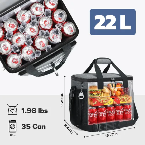 Miniatura 4 de RealCool Bolsa térmica suave de 35/45 latas, hielera plegable aislada a prueba de fugas, lonchera grande para hombres y mujeres, enfriador de lados