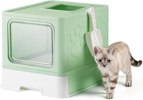 Miniatura 8 de Caja de arena para gatos cerrada, caja grande de arena para gatos grandes, cajas de arena para gatos cubiertas con tapa, caja de arena para gatos