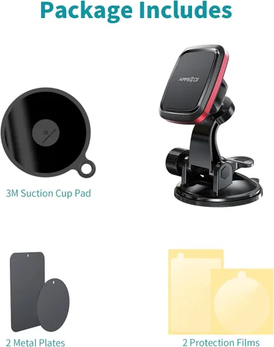 Miniatura 6 de APPS2Car Soporte magnético para teléfono de automóvil con brazo ajustable y 6 imanes fuertes, soporte universal para salpicadero, parabrisas