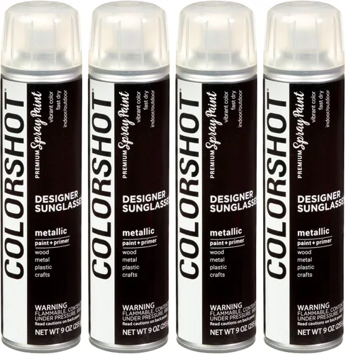 COLORSHOT Pintura en aerosol metálica, gafas de sol de diseñador (bronce aceitado) 9 onzas, paquete de 4, pintura acrílica de secado rápido, uso en