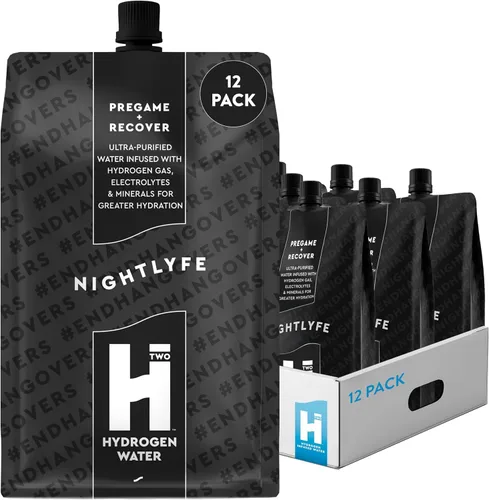 HTWO Agua de hidrógeno molecular con electrolitos, recuperación Nightlyfe sin sabor, fuente pura y paquetes de hidratación ultrapurificados, paquete