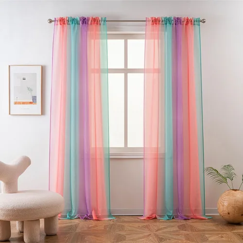 Yancorp Cortinas transparentes de 2 paneles; cortinas semi para recámara de 84 pulgadas de largo, de lino, cortinas ombre con bolsillo para barra,