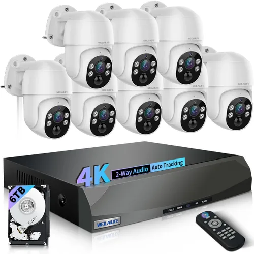 Miniatura 10 de 【Almacenamiento de 90 días y 4K Ultra HD】 Sistema de cámara de seguridad con cable, cámaras de seguridad POE para exteriores, sistema de cámara IP