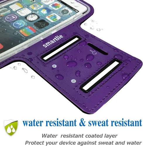 Miniatura 6 de Soporte para teléfono con brazo para correr, brazalete celular para iPhone 15 14 13 12 11 Pro Max/XR/8 7 6s Plus, Galaxy A/S/Note hasta 6.9 Púrpura