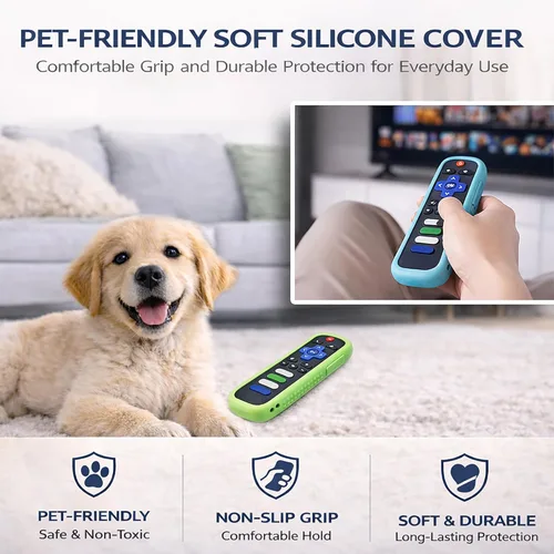 Miniatura 5 de Juego de 3 fundas de silicona para control remoto Roku TV Piel de silicona lavable que brilla en la oscuridad, compatible con controles remotos
