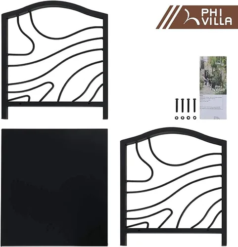 Miniatura 8 de PHI VILLA Estante para leña de 17 pulgadas, decoración para interiores y exteriores, soporte de madera para chimenea de acero, soportes